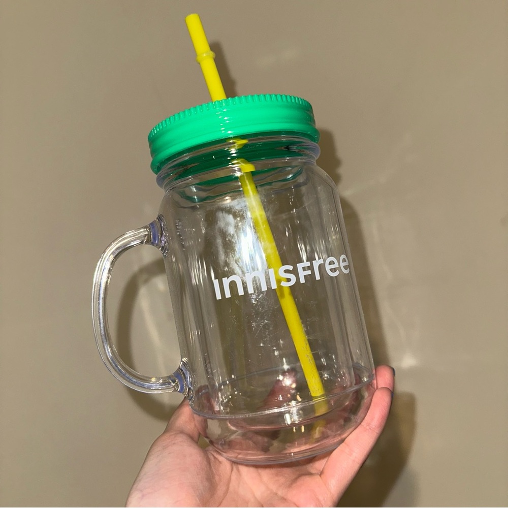 Innisfree Mason Jar with Lid and Straw NWT